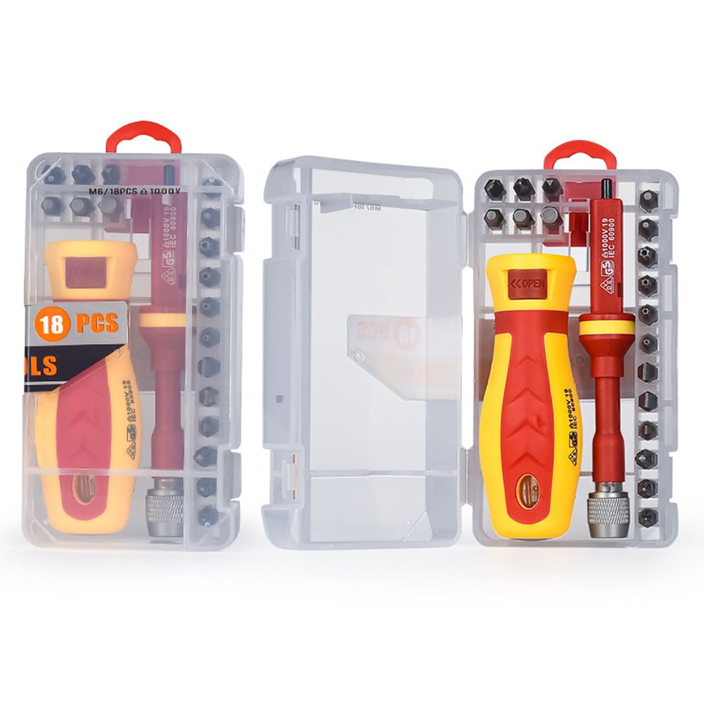 18 In 1 Screwdriver Set 1000V Screwdriver Set Versatile Bits High Voltage Rated Magnetic Feature Bit Length About 2.5 Cm Smile Home