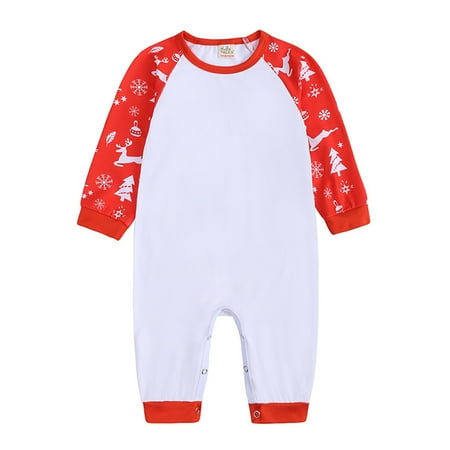 

Xmas Infant Baby Christmas Pajamas Long Sleeve Cute Cartoon Patchwork Romper Jumpsuit Pajamas PJ s Family Matching Sleepwear Outfit Clothes