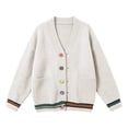 thumbnail image 6 of PBFRDSJ Women's Knit Cardigan Sweaters Contrast Striped V Neck Colorful Button Open Front Sweater Long Sleeve Knit Outerwear with Pockets Free Sizes, 6 of 6