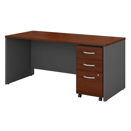UPC: 0042976984137 | Bush Business Furniture 66 x 30 in. Series C Office Desk with Mobile File Cabinet – Hansen Cherry