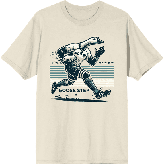Rugby Goose Step Adult Natural Crew Neck Short Sleeve Tee-Medium
