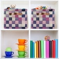 thumbnail image 6 of Yayeee 2 Pack Canvas Storage Basket with Handles for Shelves Fabric Bins Closet Organizer, Pink and Purple Plaid Pattern, 6 of 8