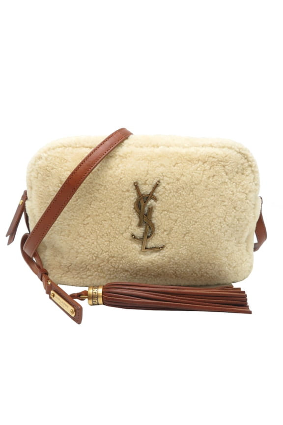 Pre-Owned Yves Saint Laurent Lou Camera Women's Shoulder Bag GUE520534 Boa x Leather Beige