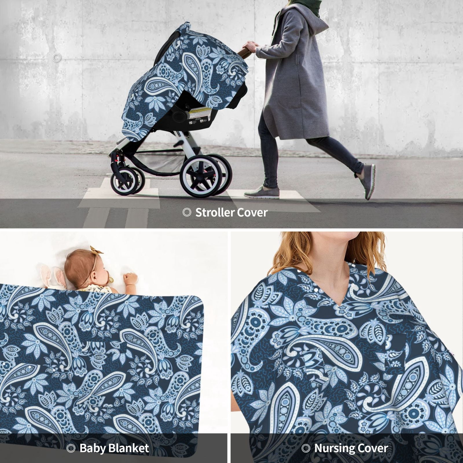 Car Seat Cover Baby - Paisley Pattern No.90132 Breathable Infant Car Seat Cover for Baby Carseat, Lightweight Comfort Baby Essentials Must Haves Newborn Stuff for Girl Boy