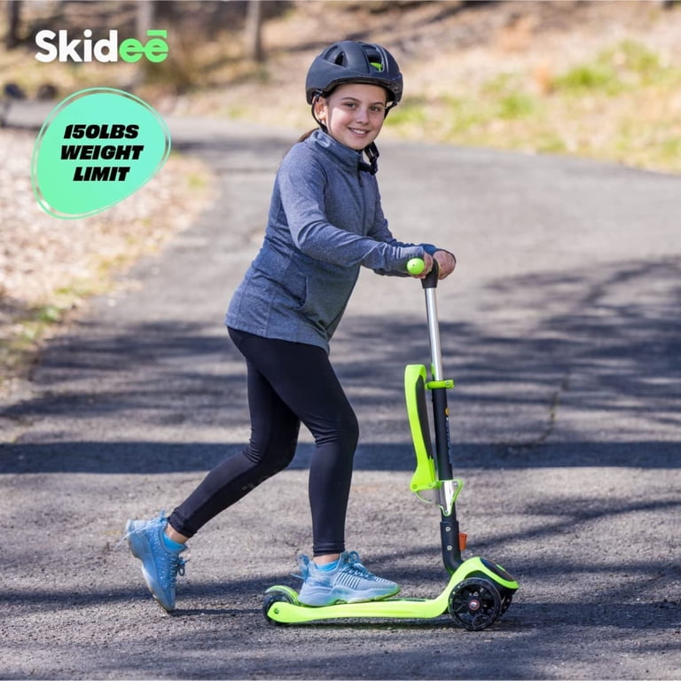 Skidee, Kick Scooter for Kids, Adjustable Height, Foldable, LED