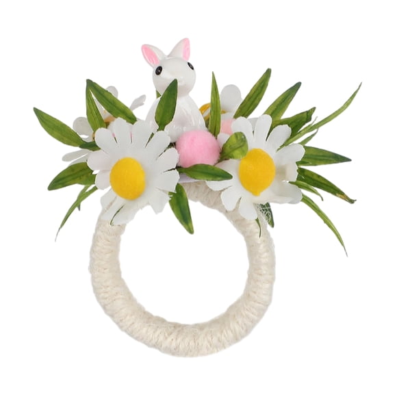 Anillo de servilleta con forma de conejito de Pascua, diseño de orejas de conejo y huevo de Pascua, para cenas, fiestas, decoración festiva de mesa primaveral.