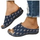 thumbnail image 3 of Bmisegm Ladies Summer Denim Patchwork Beach Outwear Large Size Slope Heel Sandal Slippers Womens Sandals Summer Orange 7.5, 3 of 9