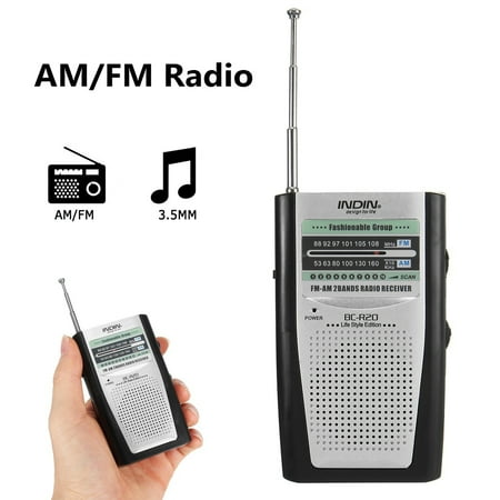 Mini Radio Pocket Handy AM/FM Telescopic Antenna World Portable Receiver Music Player Built in Speaker Battery Indoor Ourtdoor Gifts Battery (Best World Radio Receiver)