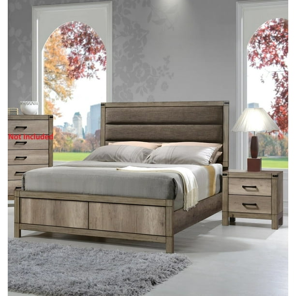 Contemporary 3pc Bedroom Set Upholstered King Size Bed and Nightstands