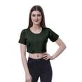 thumbnail image 1 of Moomaya Womens Round Neck Crop Top Short Sleeves Summer T-shirt Loose Fit Tops, 1 of 7