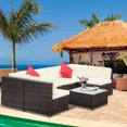 thumbnail image 1 of Patio Conversation Sets on Clearance, 7 Pieces Outdoor Wicker Patio Furniture Set with Seat Cushions, 2 Pillows & Tempered Glass Coffee, Wicker Sofa Sets for Porch Poolside Backyard Garden, S7187, 1 of 9