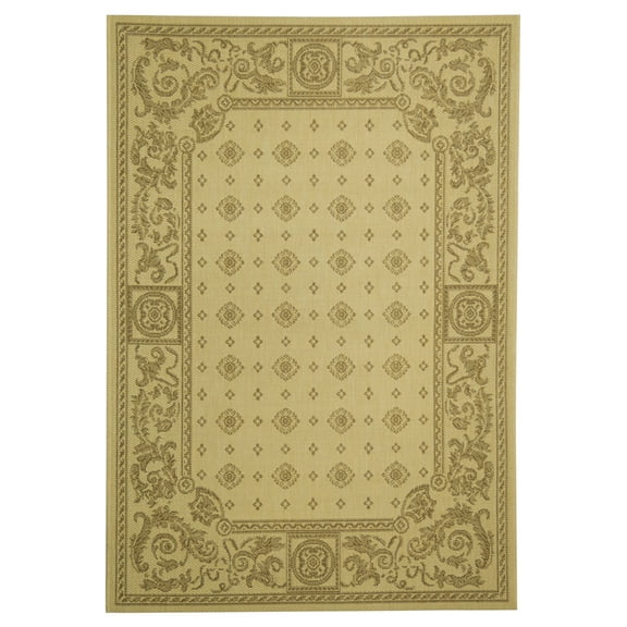Safavieh Courtyard Erin Bordered Indoor/Outdoor Area Rug, Natural/Brown, 4' x 5'7"