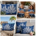 thumbnail image 5 of White Coral Outdoor Waterproof Pillow Covers, Coastal Ocean Summer Marine Oil Painted Decorative Square Throw Pillowcase Sofa Cushion Sham for Patio/Couch/Chair, 20"x20" 2 Pack, 5 of 8
