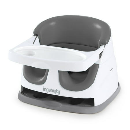 Ingenuity Baby Base 2-in-1 Convertible Feeding High Chair with Self Storing Tray, Grey