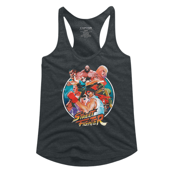 Street Fighter Group Circle Dark Gray Heather Women's Racerback Tank Top