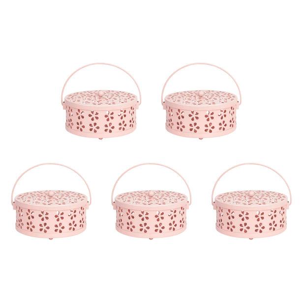 Soporte Portátil para Bobina Mosquitos Con Asa Incienso Metal () Rosa