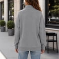 thumbnail image 5 of thefmos Women's Stand Collar Pocket Sweatshirt Half Zip Solid Color Casual Pullover Fashion Fall Winter Outfit, Gray XL, 5 of 8