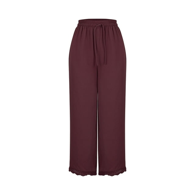 Birdeem Pants for Women Womens Casual Solid Color Drawstring Lace Side Long Pants