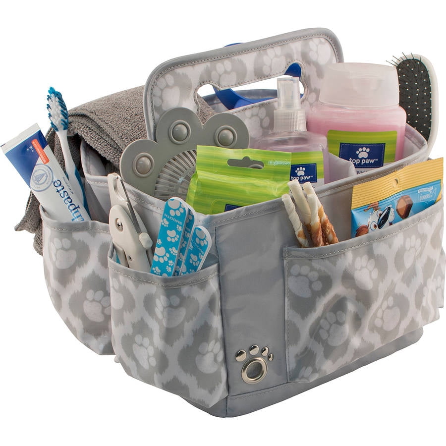 Everything Mary Pet Grooming Caddy Paw Print, Grey/White
