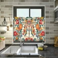 thumbnail image 4 of Yayeee Kitchen Curtains Light Filtering 27"x24" Rod Pocket Short Cafe Window Panel, Orange Japanese Flowers Pattern, 4 of 7