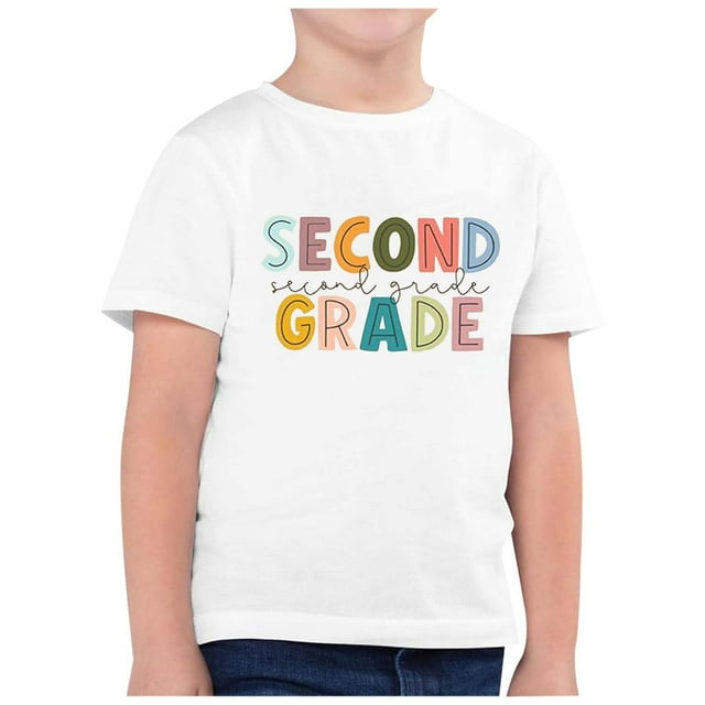 AJIWYH T-Shirt Blanc pour Tout-Petit, T-Shirt Décontracté à Manches Courtes à Col Rond Imprimé pour la Rentrée Scolaire pour Enfants (9), Hauts pour Fillette de 3-4 Ans, Blanc