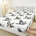 thumbnail image 3 of jejeloiu Rustic Mallard Queen Sheet Sets,Wild Flying Animal Flat Sheet,Gray White Brown Queen Fitted Sheet For Men Women,Ultra Soft Home Decor,4pcs, 3 of 7