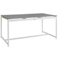 thumbnail image 1 of Crown Table à Manger d'Extérieur en Aluminium Blanc et Teck avec Dessus en Pierre, 1 of 7