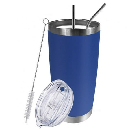 

20oz Insulated Car Tumblers with Lids and Straws Stainless Steel Coffee Tumbler Cup Double Wall Vacuum Travel Coffee Mugs for Home Office Outdoor Blue