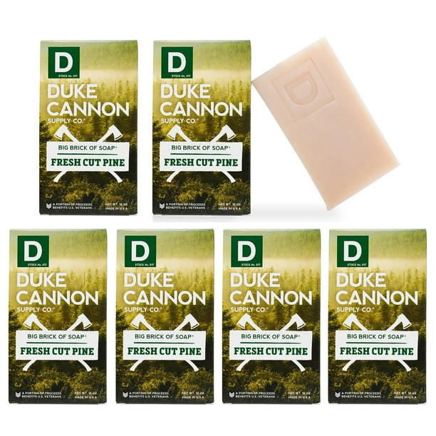 Duke Cannon Supply Co. Big Brick of Soap Bar para hombres - Grado superior extra grande para todo tipo de piel 10 oz (paquete de 6) (PINO FRESCO CORTADO 10 oz (paquete de 6))
