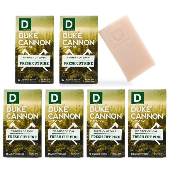 Duke Cannon Supply Co. Big Brick of Soap Bar para hombres - Grado superior extra grande para todo tipo de piel 10 oz (paquete de 6) (PINO FRESCO CORTADO 10 oz (paquete de 6))