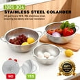 thumbnail image 3 of Colander Set of 3, AOKIWO Stainless Steel Micro-Perforated Colanders Strainers for Draining Rinsing Washing, Ideal for Pasta Vegetables Fruits, Heavy Duty & Dishwasher Safe - 1/3/5 Quart, 3 of 9