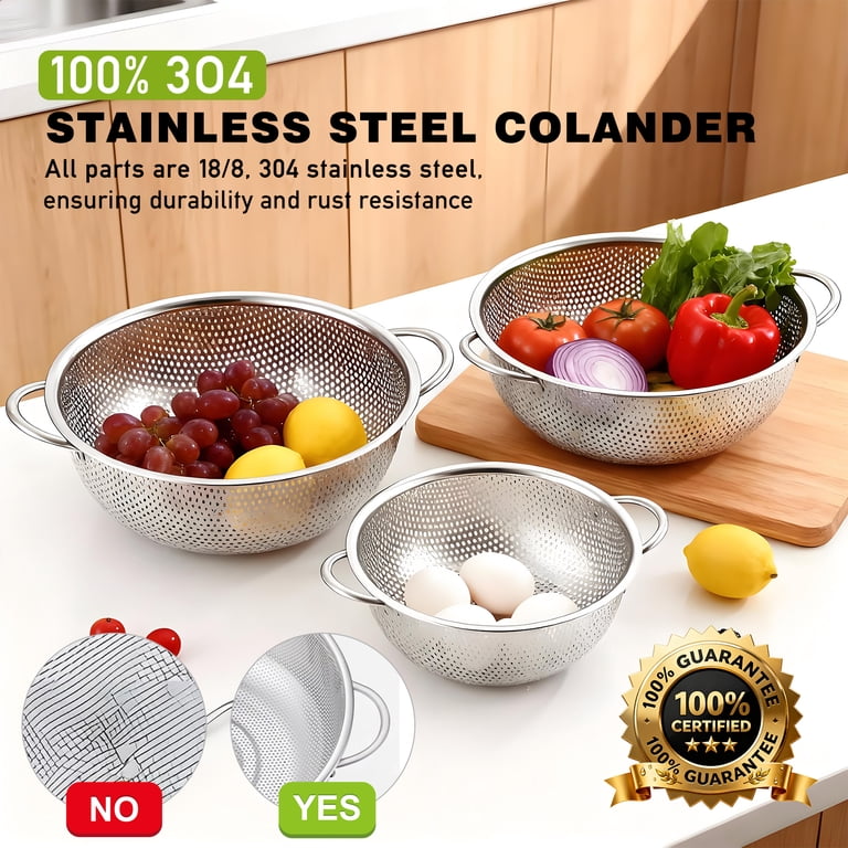 AOKIWO 3-Piece Stainless Steel Colander Set photo 2