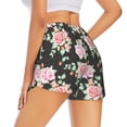 thumbnail image 2 of Uemuo Rose Flowers Pattern Women's Athletic Shorts High Waisted Running Shorts with Liner Pockets Gym Elastic Workout Shorts-X-Large, 2 of 9