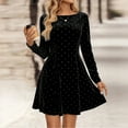 thumbnail image 7 of CIENVNSTG Women Long Sleeve Mini Dress 2026 Spring Elegant Polka Dot Crewneck Knit Pleated A Line Casual Short Party Cocktail Dresses Black 2XL, 7 of 7