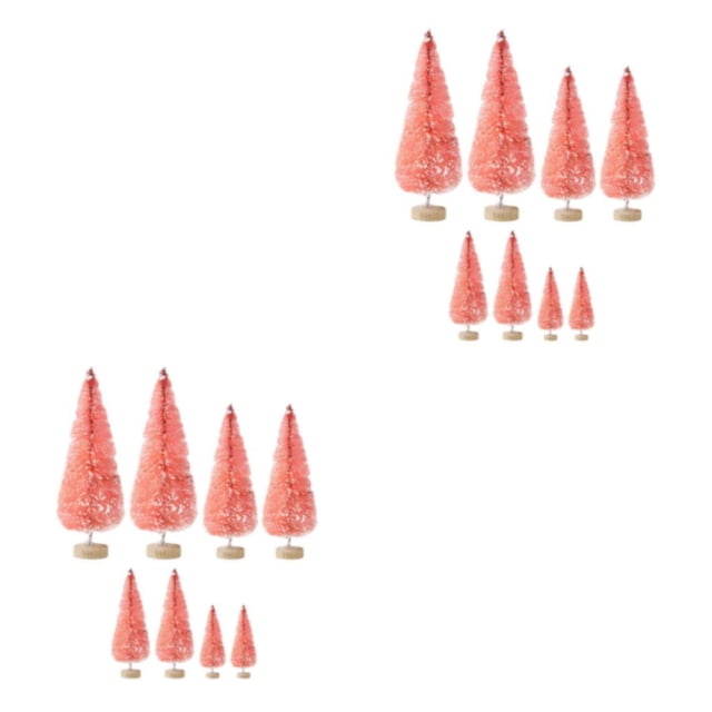 Adornos de árbol de pino en miniatura Bewildely 8 piezas Rosa 2Conjunto