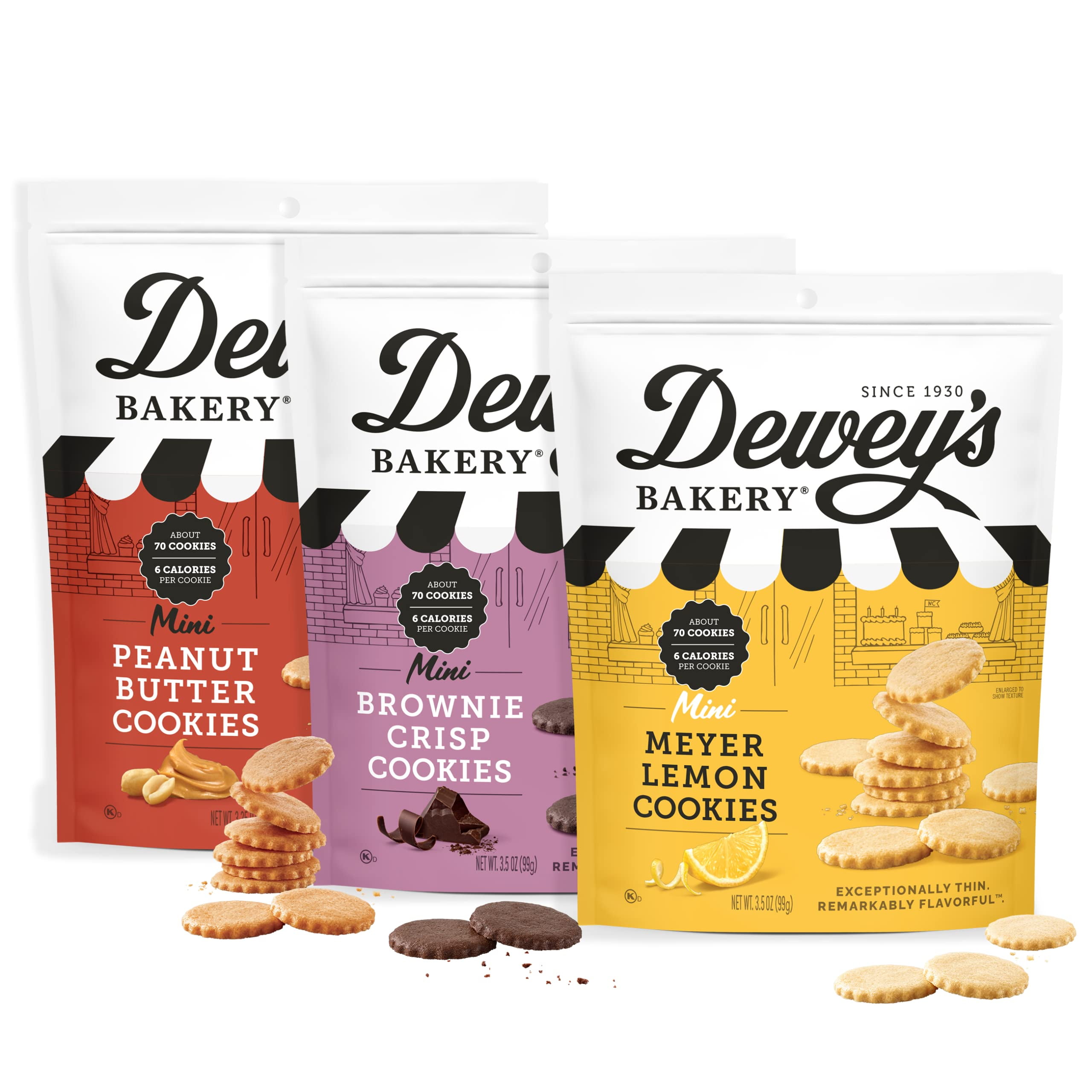 Dewey's Bakery Meyer Lemon, Brownie Crisp & Peanut Butter Cookies Thins