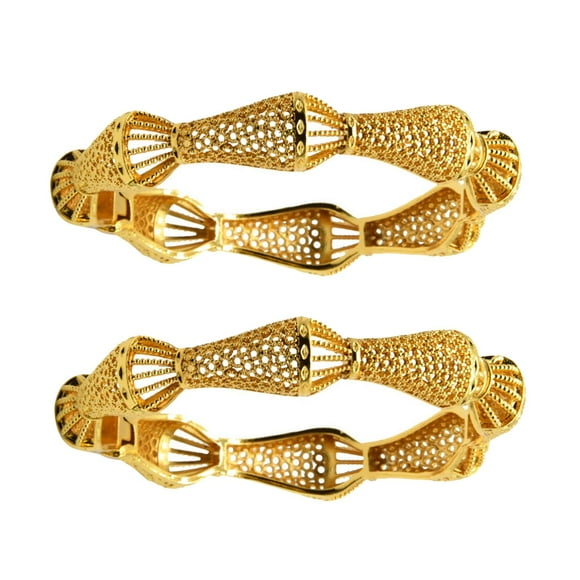 Bunblic Bracelets de Luxe Moyen-Orient Bijoux de Mariée Bracelet en Or Bracelets en Maille pour Femmes Amies Mariage Anniversaire Cadeaux, 2 Pcs