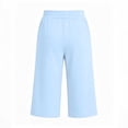 thumbnail image 6 of Qabnzmfo Capri Pants for Girls Casual Drawstring Wide Leg Cropped Pant with Pockets Summer Elastic Waist Capris, 6 of 9