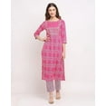 thumbnail image 4 of Rajnandini Women's Pure Cambric Cotton Embroidered Kurta Set with Dupatta (JOPLVL239-XXL_Pink & White_XXL), 4 of 5