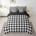 thumbnail image 2 of jejeloiu Modern Grid Bedding Comforter Set 7 Pieces,Abstract Geometric Geometric Full Bedding Set,Black White Fitted Sheet Flat Sheet,Breathable Bedroom Decor Reversible, 2 of 8