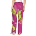 thumbnail image 3 of Disketp Pink Green Avocado Print Women'S Comfy Pajama Pants Casual Drawstring Palazzo Lounge Wide Leg Pants, 3 of 9