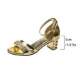 thumbnail image 4 of WIZUTIZ Block Heel Sandals for Women Sandals for Women 2025 Dating Comfortable Stretch Jeweled Sandals Buckle Shoes Low Heel (1"-2") Wide Solid Sandals for Older Women School Gold, 4 of 6