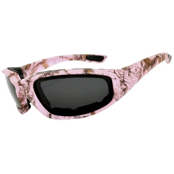 Motorcycle Sunglasses - Camo Pink Frame/ Smoke Lens