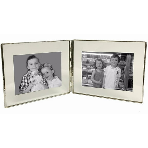 SILVER Clear-Glass Float Frame 9x7 7x5 Hinged Double by Bedford Downing - 5x7