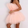 thumbnail image 3 of Vestido de tul para mujer, vestido corto sin mangas, vestido de fiesta sin tirantes de princesa de malla sólida_x, 3 of 3