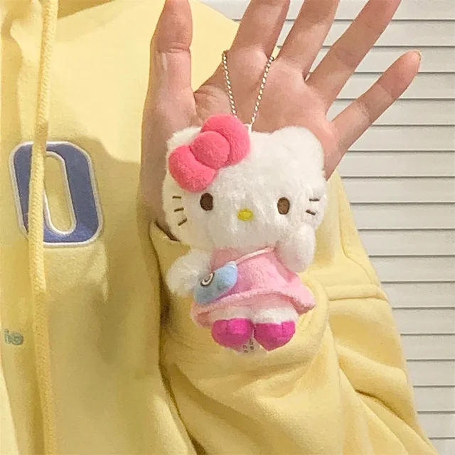 LLavero de Anime de dibujos animados para niños, Hellokittys de peluche de juguete, colgante de decoración de bolsa Kawaii, muñeco suave lindo, regalo para estudiantes