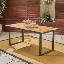 Noble House Kyston 70" Outdoor Acacia Wood and Iron Dining Table in Black