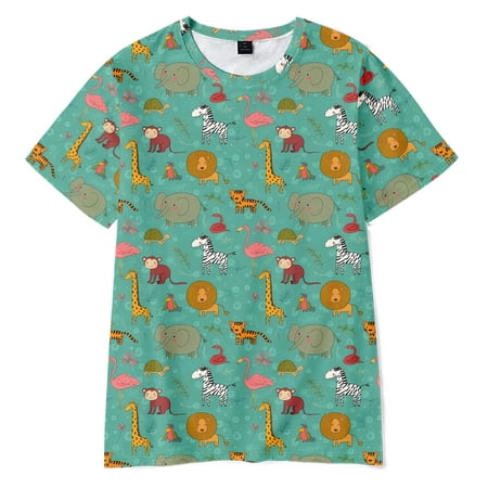 

Dinosaur Cartoon Kids T shirt Boys Girls Clothes Summer Children Cotton Short Sleeve T-Shirt(C06-Size 120)