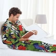 thumbnail image 4 of Mens Pajamas Set, Tropical Plant Cute Colorful Parrot Button Down Long Sleeve Loungewear Sleepwear Pjs sets for Men, 4 of 5