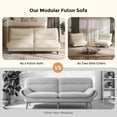 thumbnail image 6 of HOMSHADE Futon Sofa Bed, 4 in 1 Convertible Sofa with Adjustable Backrest, 71" Teddy Plush Fabric Loveseat Sleeper Couch for Living Room, Apartment, Office, Beige, 6 of 9